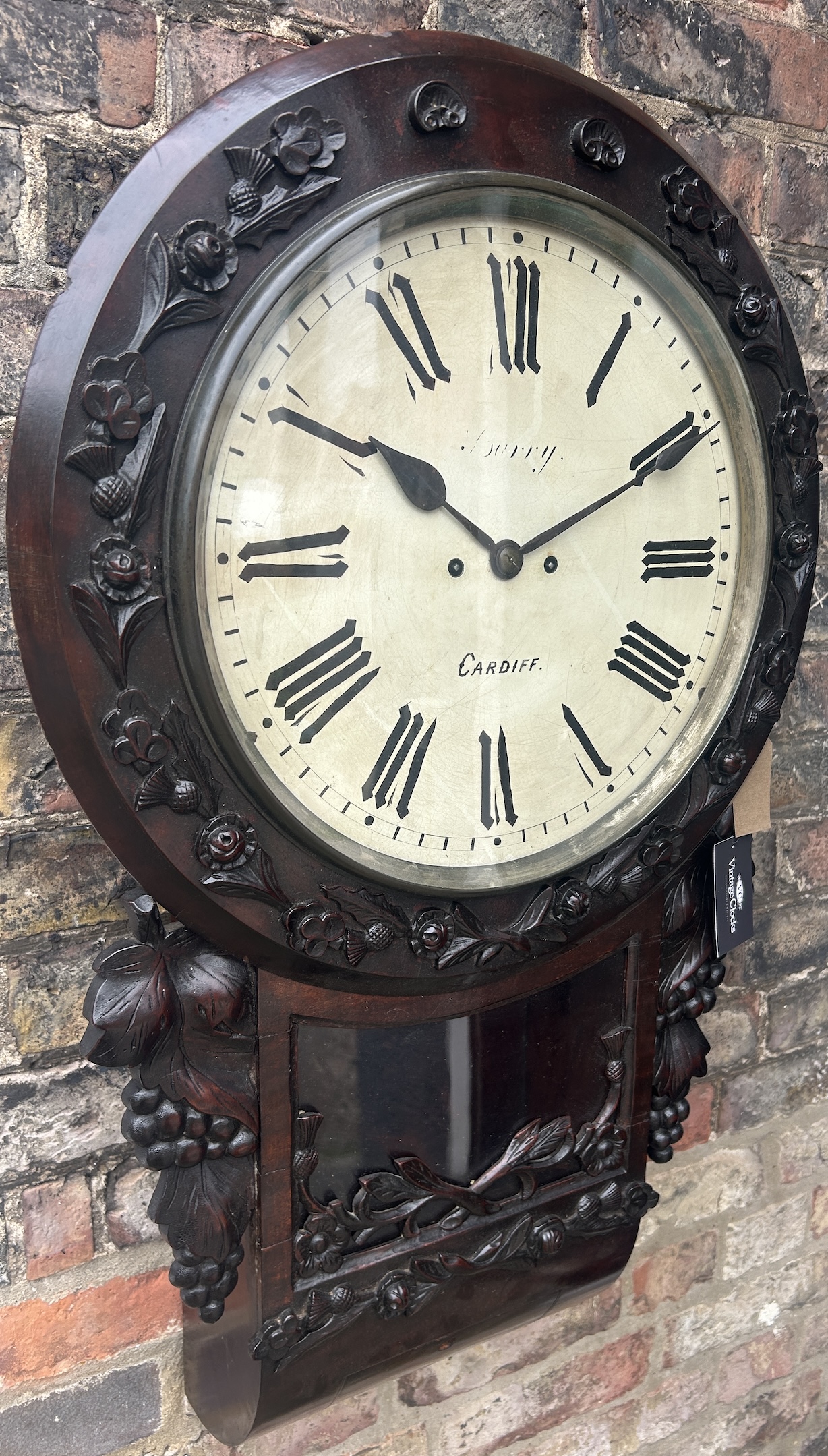 Fabulous Welsh Victorian Rosewood Carved Twin Fusee Drop Dial Clock – Ca 1860 twin fusee Antique Clocks 9